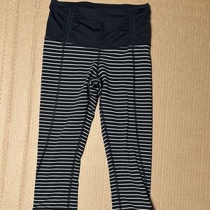 adidas Navy and White Striped Leggings